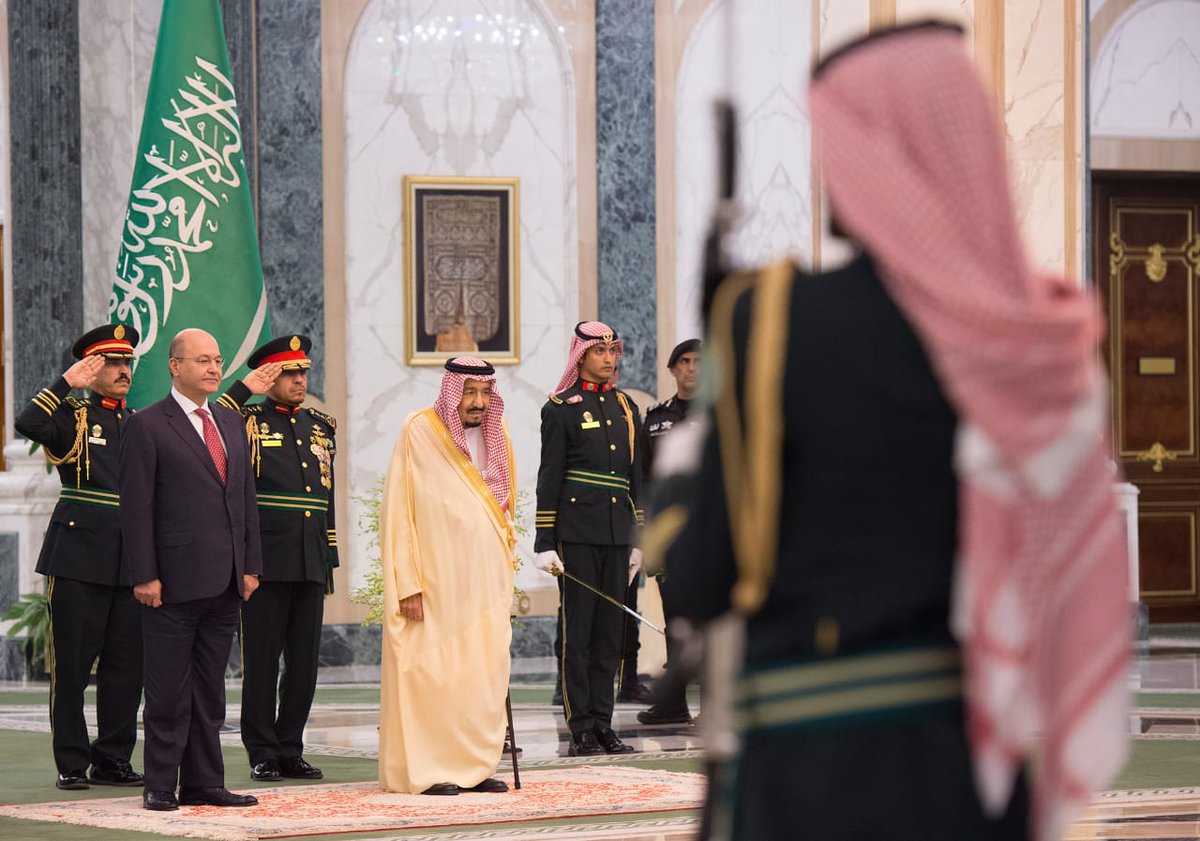 الملك يستقبل رئيس العراق ويقيم مأدبة غداء تكريماً له